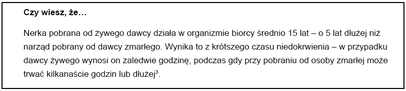 Ramka z ciekawostką o transplantologii